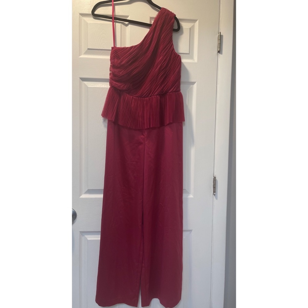 Hutch One-Shoulder Raspberry Red Jumpsuit - Picture 6 of 9